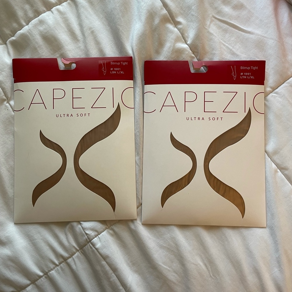 2 pairs of capezio ultra soft stirrup tights